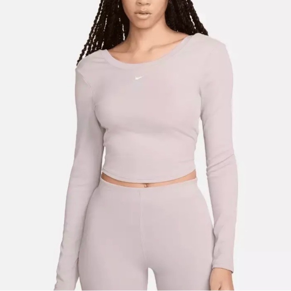 NWT Nike Sportswear Chill Knit Ribbed Long Sleeve Scoop Back Top Sz 3XL